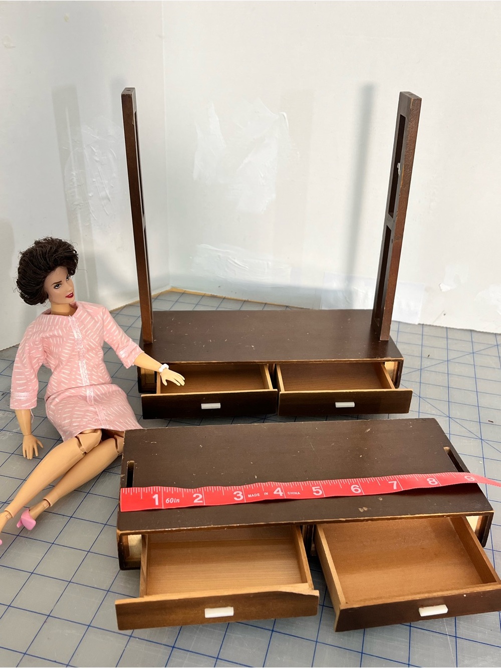 Doll’s Wooden open wardrobe made in Japan by Taihei Makko for Mattel